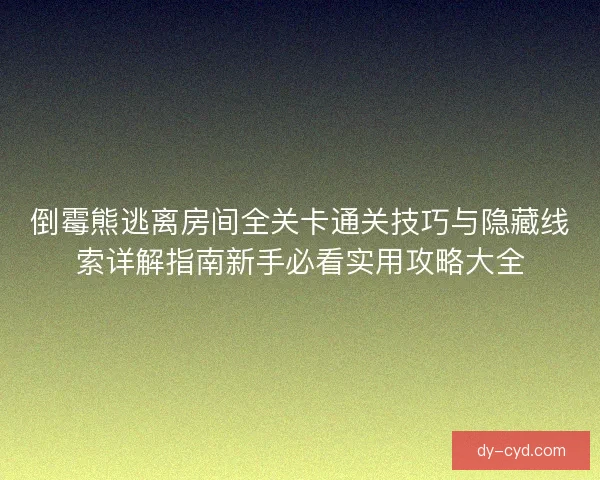 倒霉熊逃离房间全关卡通关技巧与隐藏线索详解指南新手必看实用攻略大全